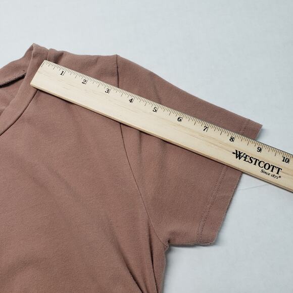 Full Tilt Ruched Mini Dress Womens Small Brown Stretch Bodycon Short Sleeve - Picture 14 of 16